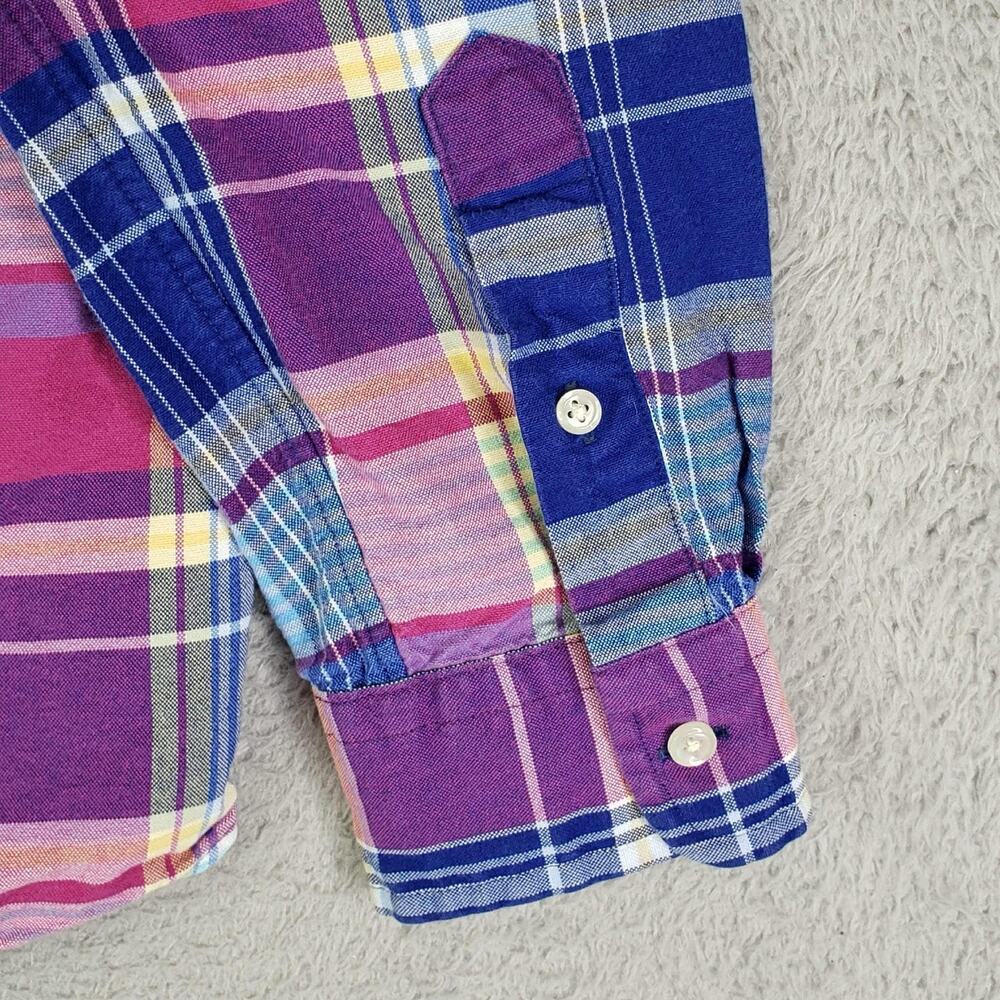 Polo Ralph Lauren Oxford Shirt Mens Medium M LS Button Down Blue Red Plaid - Picture 6 of 10